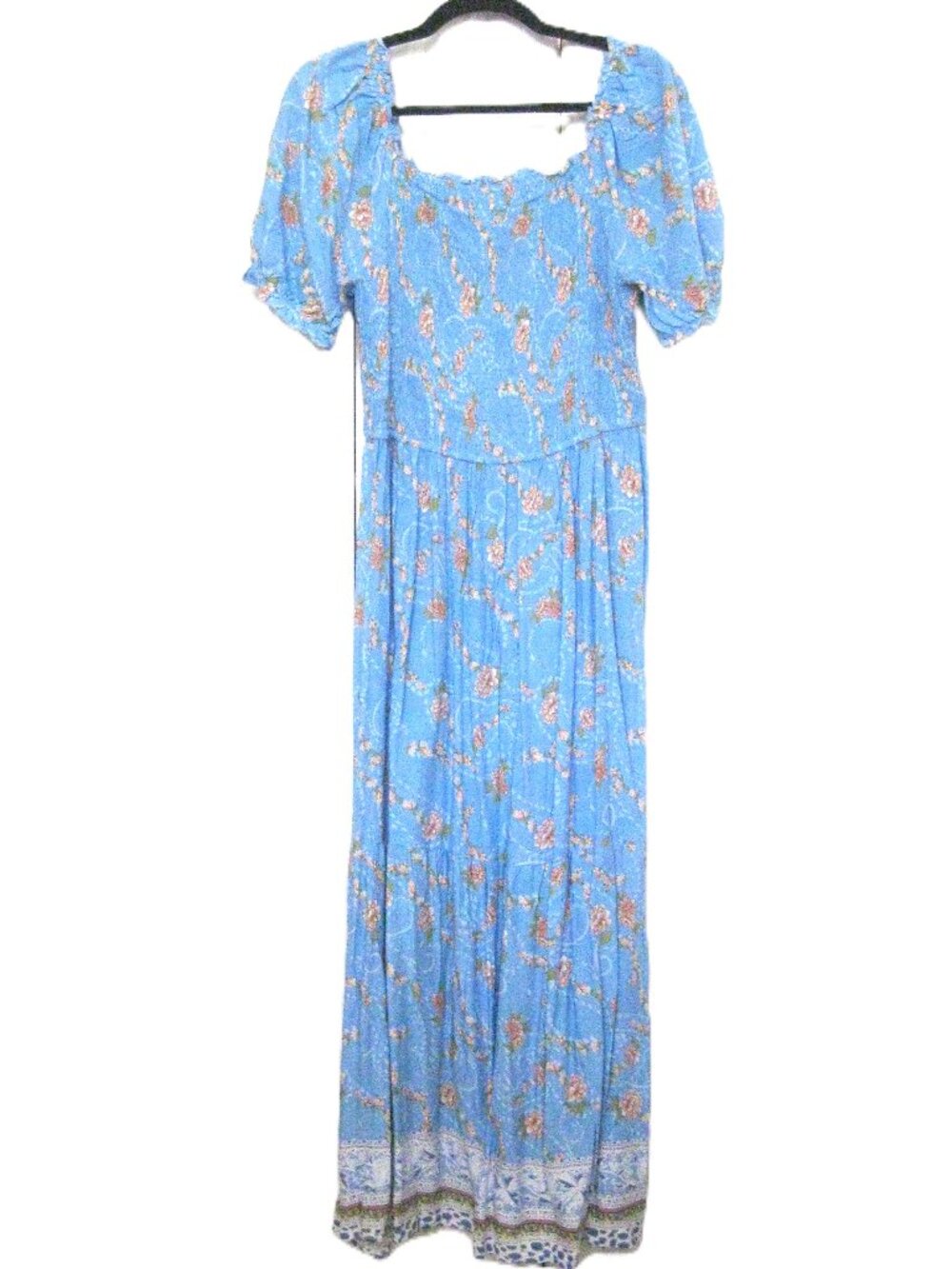 Zesica Blue Floral Maxi Dress  Smock  Large - NWT